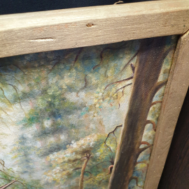 Репродукция картины "Утро в сосновом лесу", холст, масло, скопировал Латин, холст 71х51 см. Картинка 7